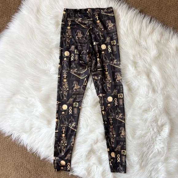 BlackMilk Hieroglyphics Black Gold Leggings Small S - Picture 4 of 4